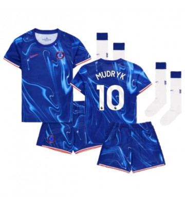 Chelsea Mykhailo Mudryk #10 Primera Equipación Niños 2024-25 Manga Corta (+ Pantalones cortos)